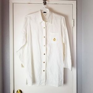 Ralph Lauren Vintage White Linen Long Sleeve Loose
